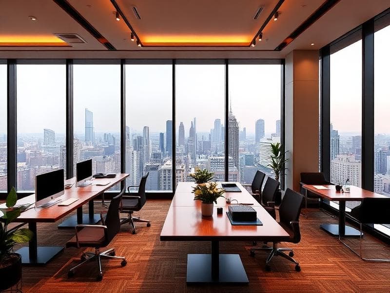 Meeting room with city view